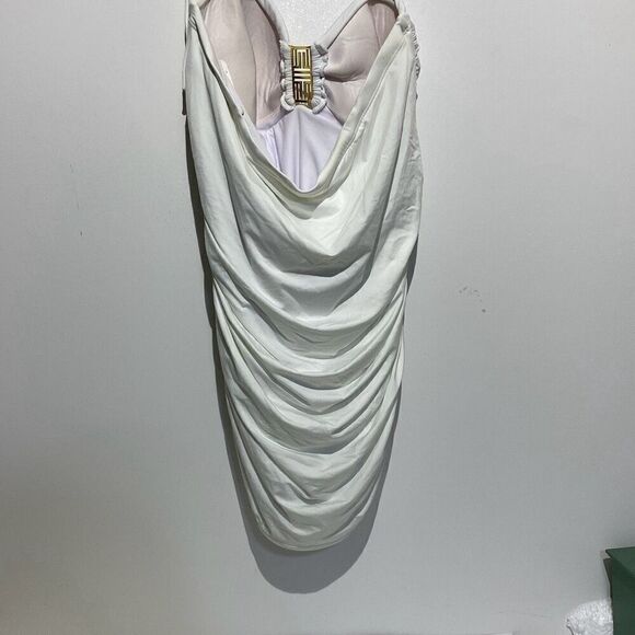 Jantzen Women's White Sweetheart Neck Ruched Halter Swimsuit Size 14 NWT - Picture 2 of 7